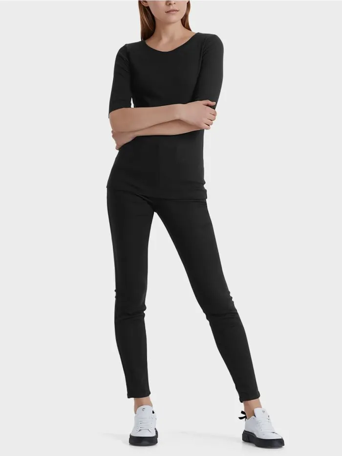 Shirts and Tops Damen Marc Cain RundhalsShirt Mit Halben rmeln Black