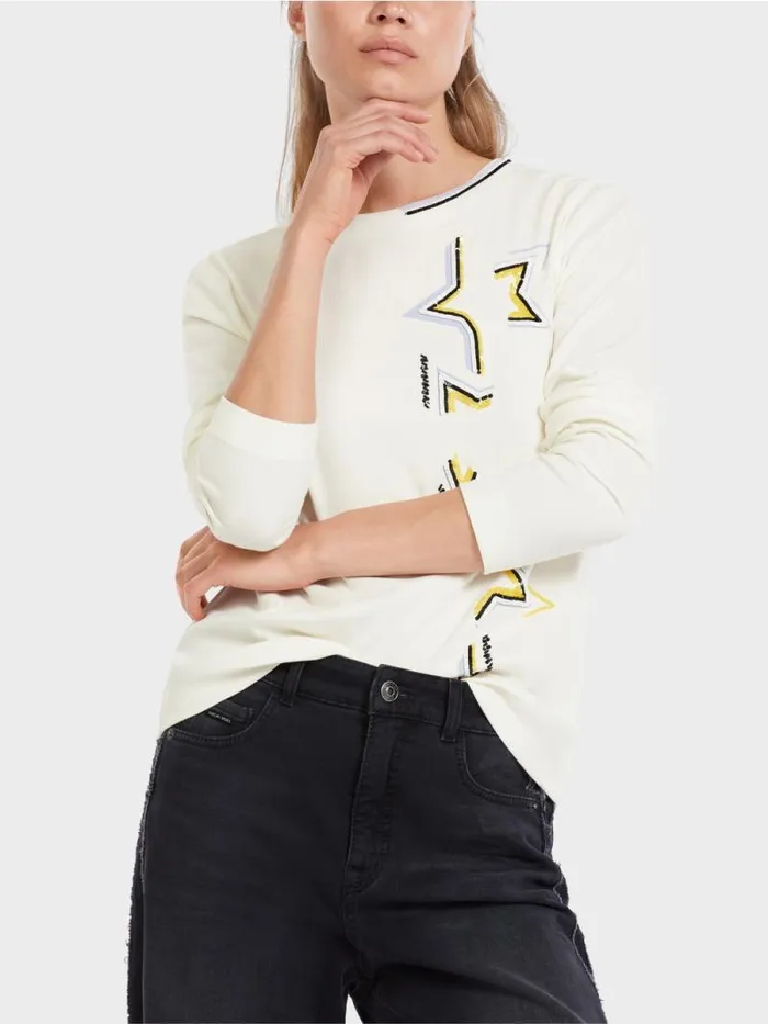 Shirts and Tops Damen Marc Cain TShirt Im SternenDessin Offwhite