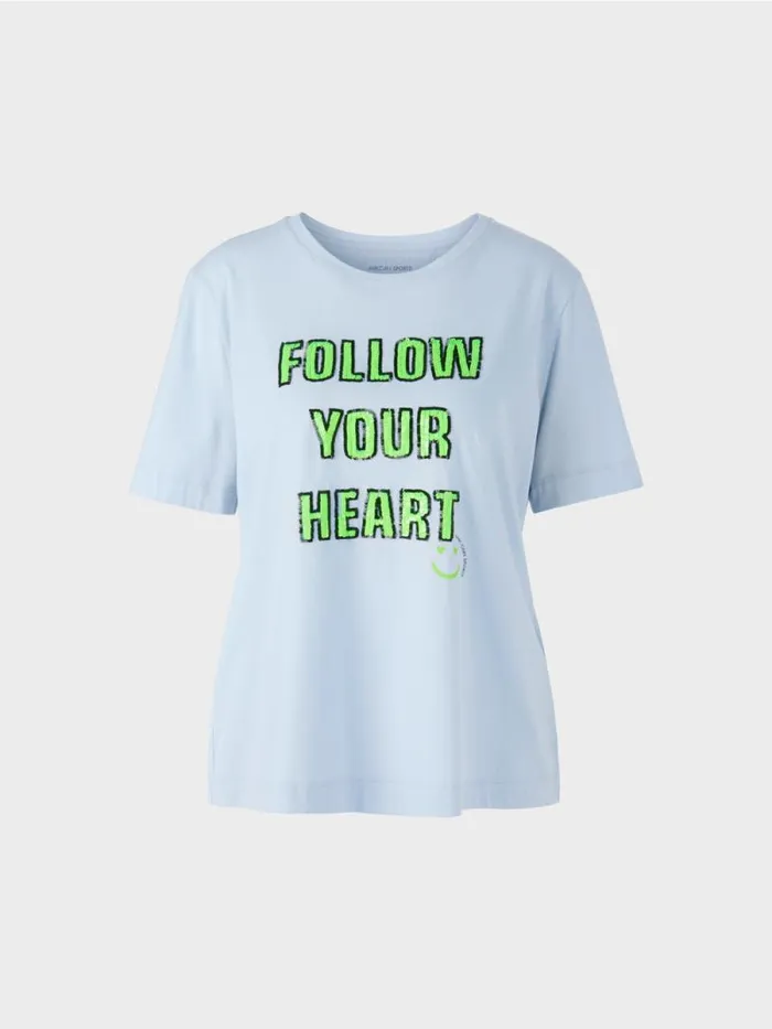 Shirts and Tops Damen Marc Cain TShirt Mit Motiv Aus Pailletten Soft Powder Blue