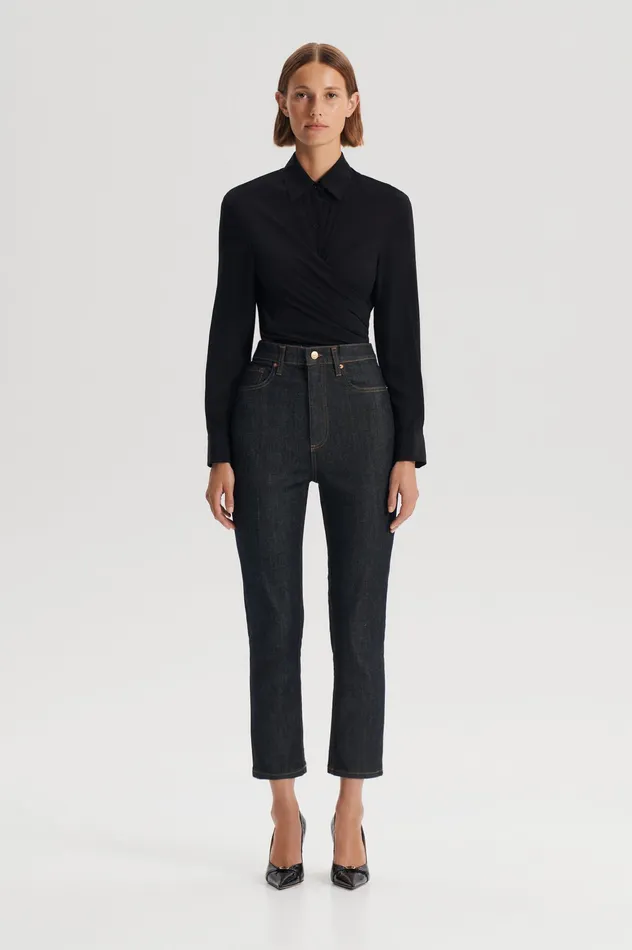 Shirts Scanlan Theodore Women SILK TIE FRONT SHIRT BLACK