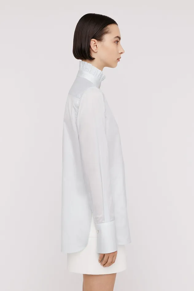 Shirts Women Scanlan Theodore STRIPE RUFFLE SHIRT PALEBLUE Shirts Women Scanlan Theodore STRIPE RUFFLE SHIRT PALEBLUE