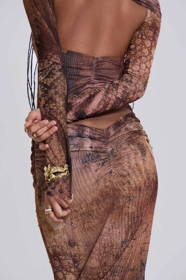 Shop Dahna Macrame Mesh Maxi Dress Tops Jaded London Women