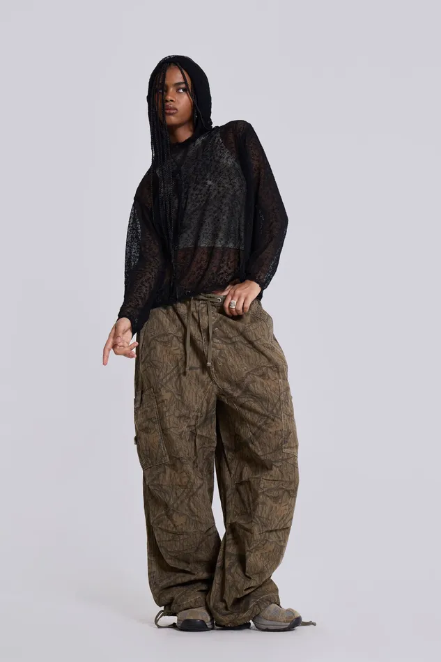 Shop Forest Camo Parachute Pants Tops Jaded London Women