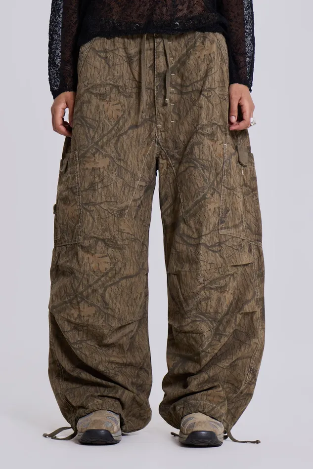 Shop Forest Camo Parachute Pants Tops Jaded London Women
