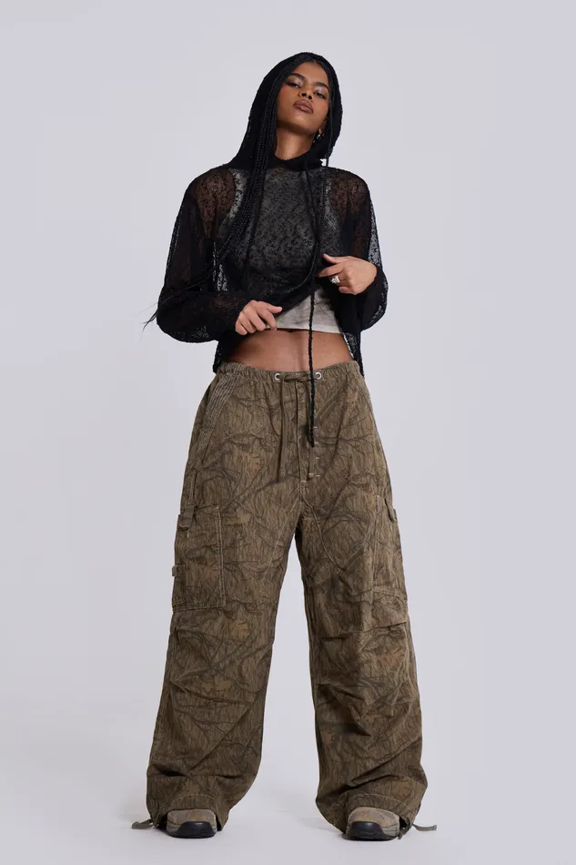Shop Forest Camo Parachute Pants Tops Jaded London Women