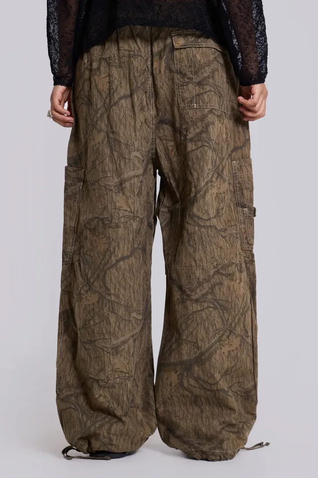 Shop Forest Camo Parachute Pants Tops Jaded London Women