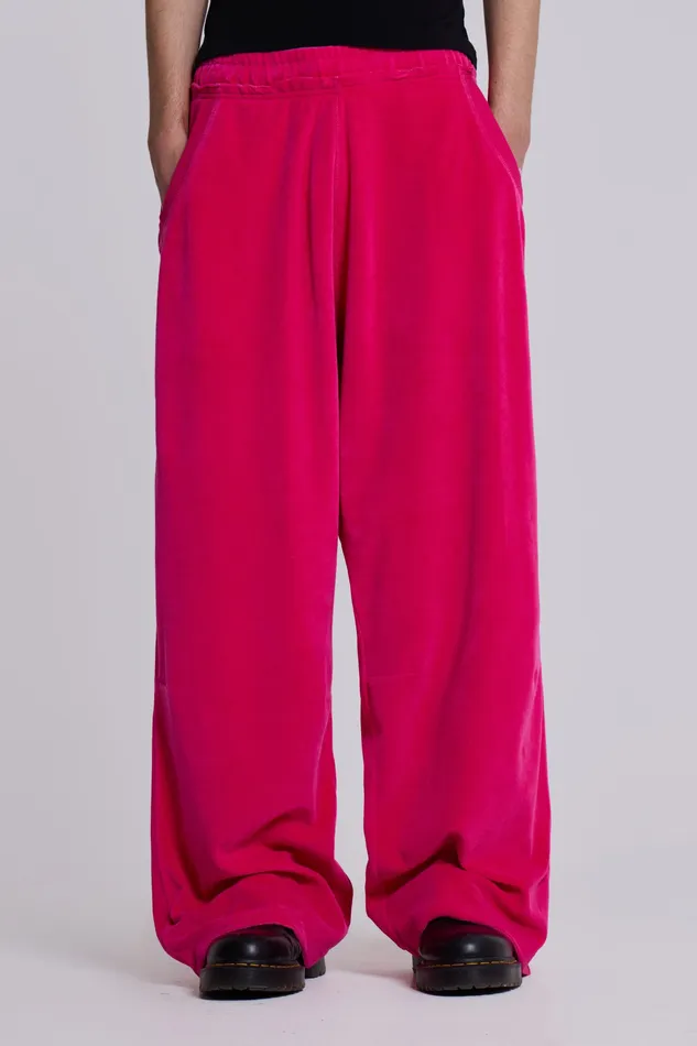 Shop Hot Pink Velour Monster Joggers Loungewear Jaded London Men