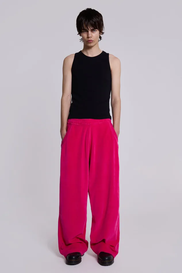 Shop Hot Pink Velour Monster Joggers Loungewear Jaded London Men
