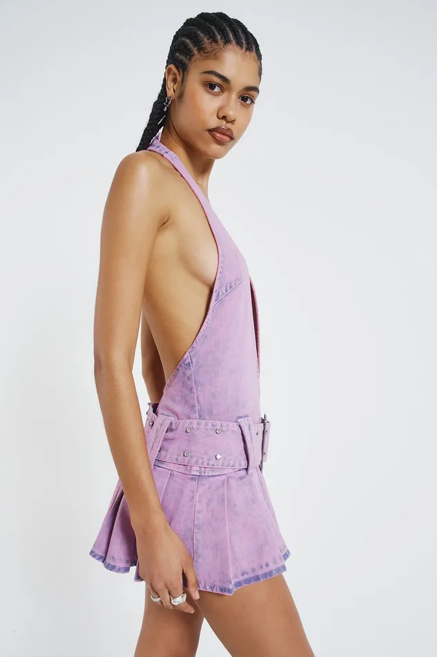 Shop Malibu Plunge Denim Mini Dress Dresses Jaded London Women
