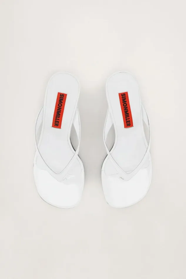 Shop Simon Miller HEELS Beep Thong White Patent
