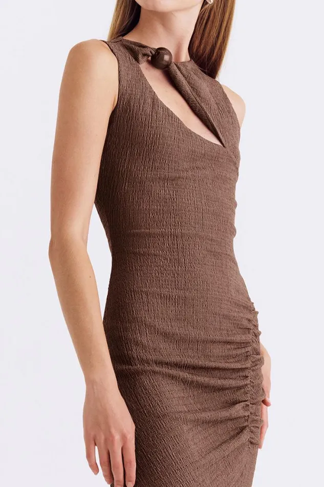Shop SUBOO Dresses Jacqui Slash Front Maxi Dress 8211 Mocha