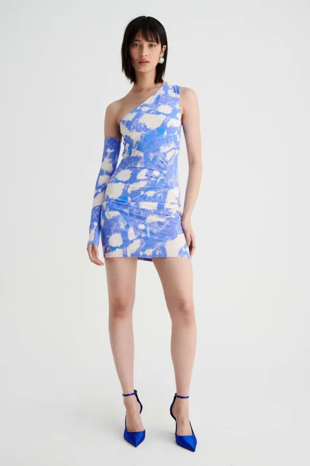 Shop SUBOO Dresses Marble Ruched OneShoulder Mini Dress