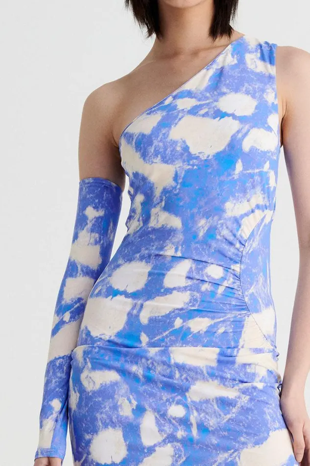 Shop SUBOO Dresses Marble Ruched OneShoulder Mini Dress