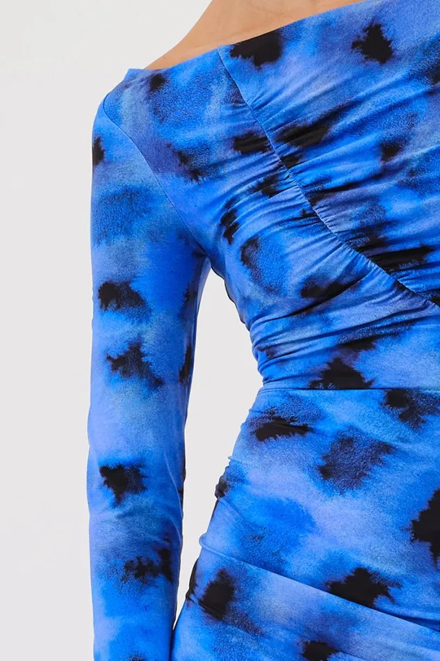 Shop SUBOO Dresses Shibori Long Sleeve Off Shoulder Dress