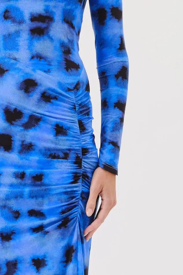 Shop SUBOO Dresses Shibori Long Sleeve Rouched Maxi Dress