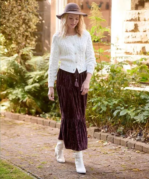 Skirts Apparel Joebrowns Remarkable Velour Tiered Skirt Purple Skirts Apparel Joebrowns Remarkable Velour Tiered Skirt Purple
