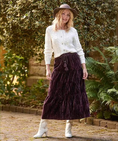 Skirts Apparel Joebrowns Remarkable Velour Tiered Skirt Purple Skirts Apparel Joebrowns Remarkable Velour Tiered Skirt Purple