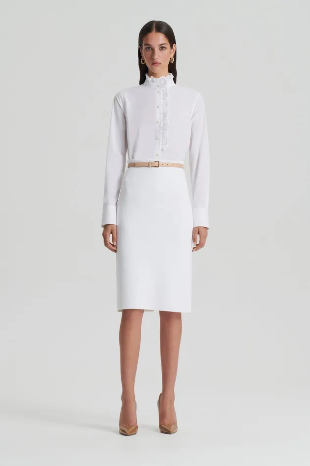 Skirts Women CREPE KNIT PENCIL SKIRT WHITE Scanlan Theodore