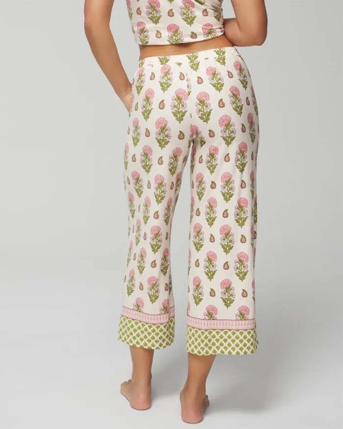 Soma Cool Nights Cropped Pants Paisley Floral Border Ws Women Matching Sets and Separates