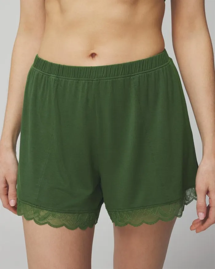 Soma Cool Nights Lace Trim Pajama Shorts Artichoke Women Lingerie