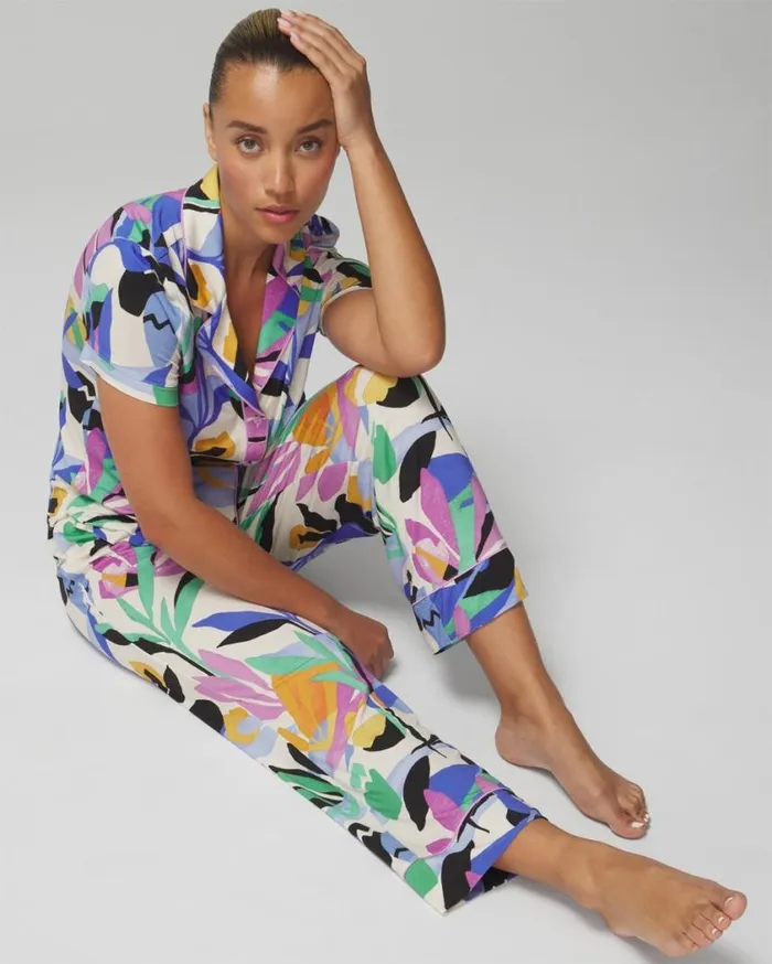 Soma Cool Nights Printed Pajama Pants Tropic Pottery Meta Mauve Women Matching Sets and Separates
