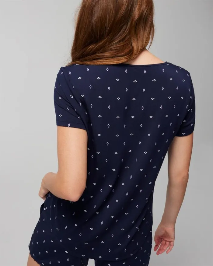 Soma Cool Nights Printed ShortSleeve Tee Shine Bright Lavender Women Matching Sets and Separates