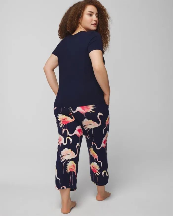 Soma Cool Nights ShortSleeve Cropped Pants Set Shadow Flora M Metapoppy Women Matching Sets and Separates
