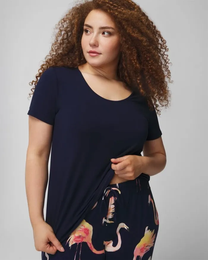 Soma Cool Nights ShortSleeve Cropped Pants Set Shadow Flora M Metapoppy Women Matching Sets and Separates