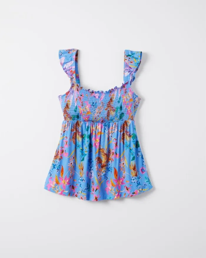 Soma Cool Nights Smocked Cami High Society Galapagos Women Pajama Tops