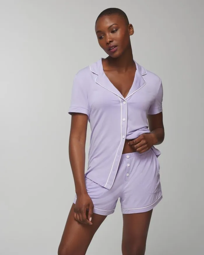 Soma Cool Nights Solid Piped Pajama Shorts Blush Pink Women Matching Sets and Separates