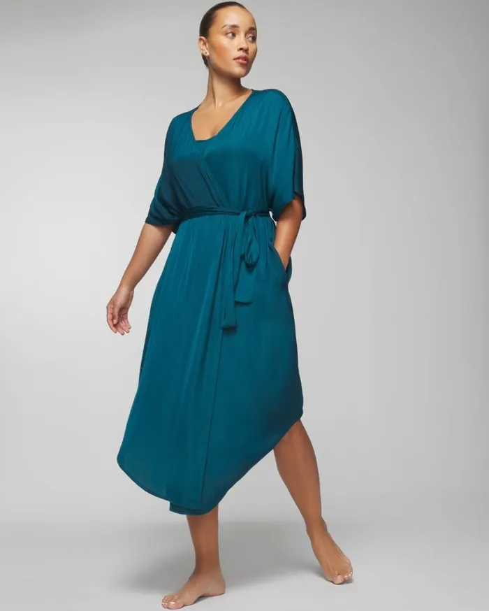 Soma Crinkle Satin Midi Robe Dark Harbour Women Matching Sets and Separates