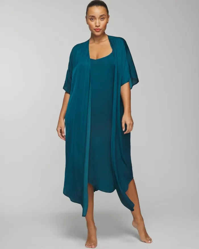 Soma Crinkle Satin Midi Robe Dark Harbour Women Matching Sets and Separates