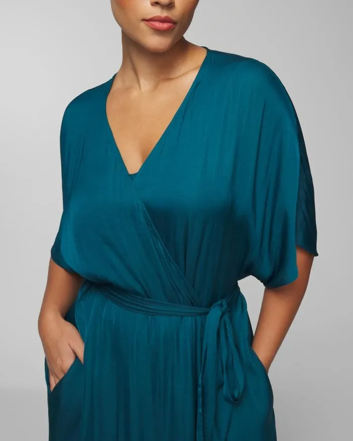 Soma Crinkle Satin Midi Robe Dark Harbour Women Matching Sets and Separates