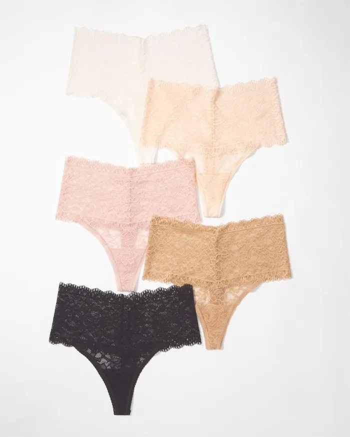 Soma Embraceable Enchanting AllOver Retro Thong 5Pack Basic Multi Pack Women Panties