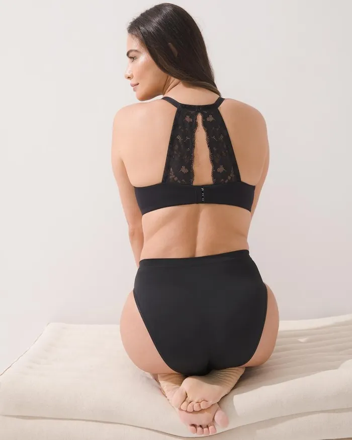 Soma Embraceable Signature Lace Perfect Coverage Racerback Bra Jungle Tropical M Black Women Bras