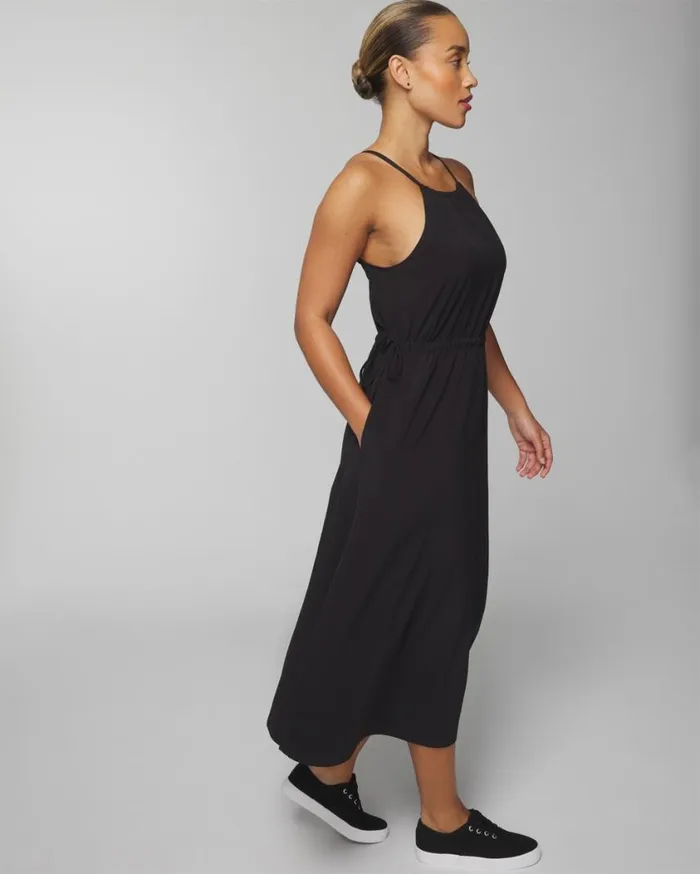 Soma Everstretch Relaxed Travel Bra Dress Black Women Midi Dresses
