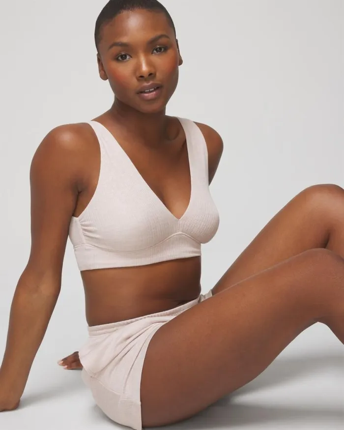 Soma Lightweight Rib Knit Sleep Bralette Heather Opal Gray Women Bras