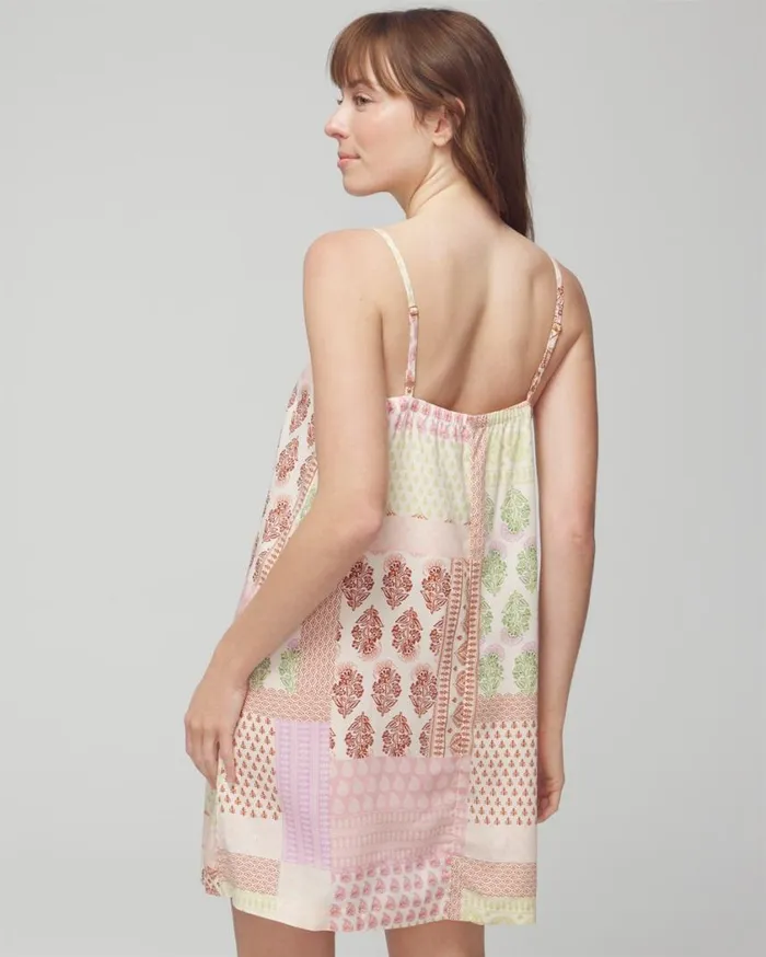 Soma Rayon Challis Chemise Perfect Patchwork White S Women Matching Sets and Separates