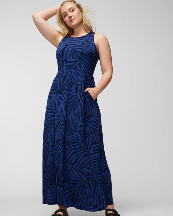 Soma Soft Jersey Tank Maxi Bra Dress Unbeleafable True Blue Women Long Dresses
