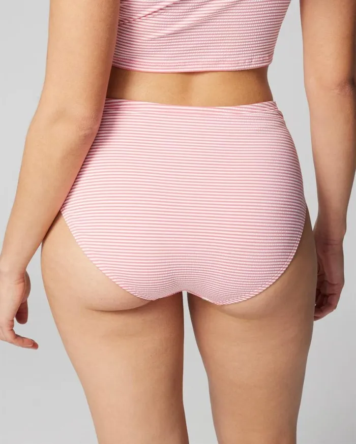 Soma Soma Swim Seersucker HighWaist Bottoms Blue Stripe Women Swim