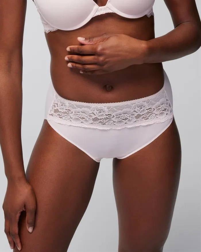 Soma Vanishing Edge Microfiber With Lace High Leg French Mauve Women Panties