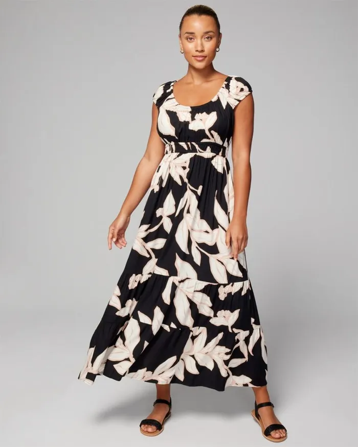 Soma Woven Shirred Maxi Bra Dress Ornamental Paisley G Coco Women Long Dresses