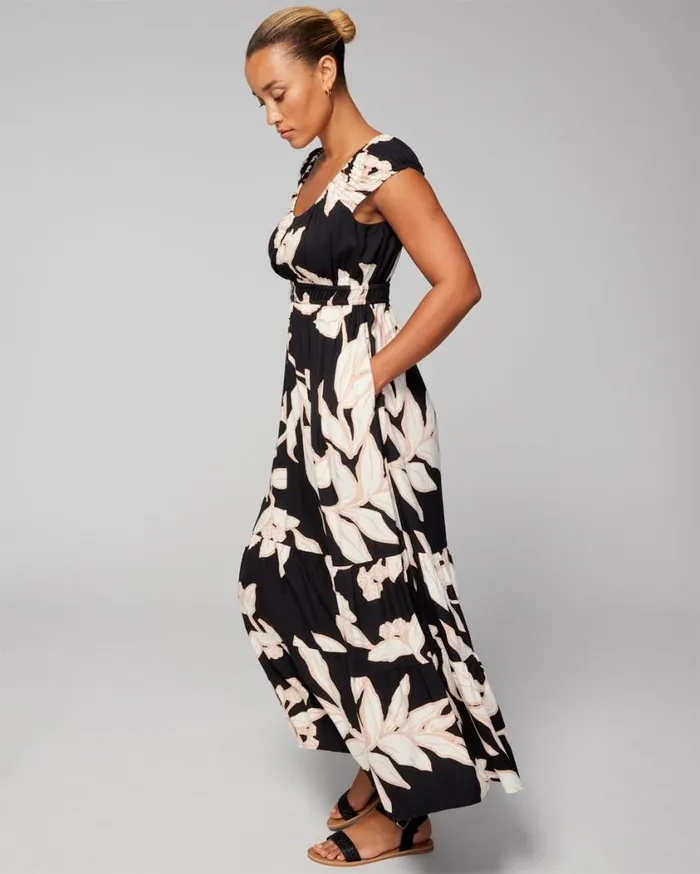 Soma Woven Shirred Maxi Bra Dress Ornamental Paisley G Coco Women Long Dresses