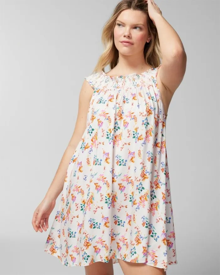 Soma Woven Smock Sleeve Sleepshirt Nectarine Zest Women Sleepshirts