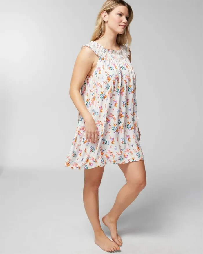 Soma Woven Smock Sleeve Sleepshirt Nectarine Zest Women Sleepshirts