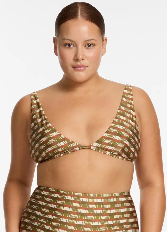 Sorella Geo Minimal Triangle Bikini Top Moss Women JETS Australia Tri Bikini Tops
