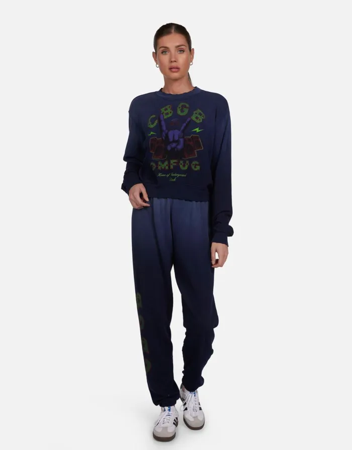 Spalding CBGB Rock Hand Dark Navy Ombre Women039s Lauren Moshi Long Sleeve