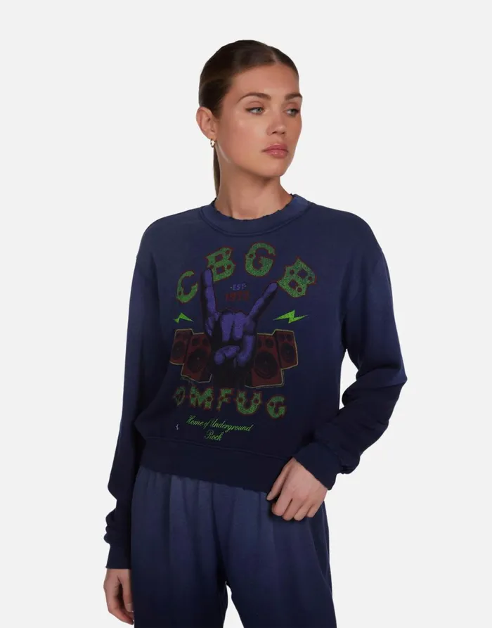Spalding CBGB Rock Hand Dark Navy Ombre Women039s Lauren Moshi Long Sleeve