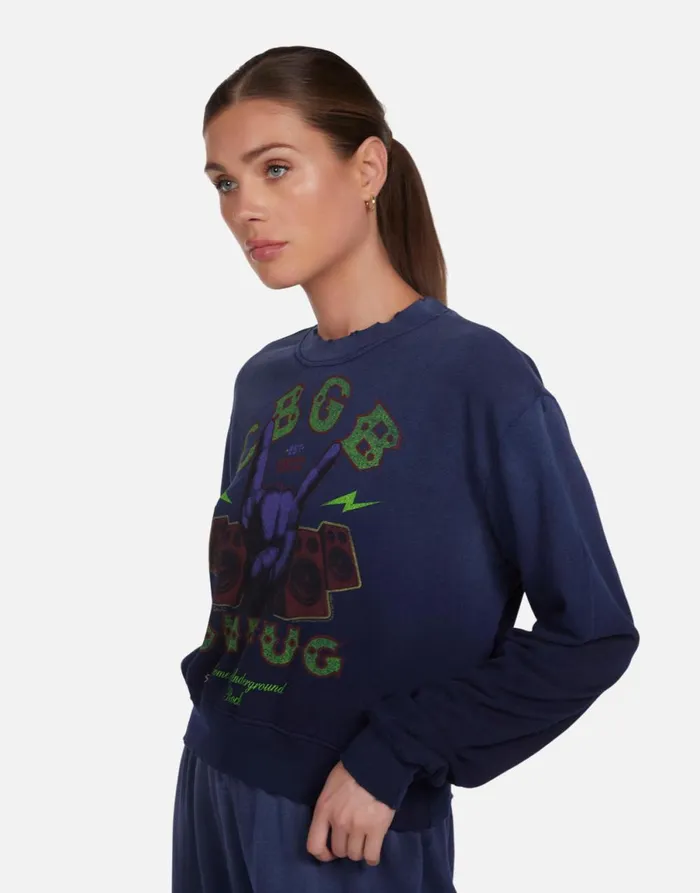 Spalding CBGB Rock Hand Dark Navy Ombre Women039s Lauren Moshi Long Sleeve