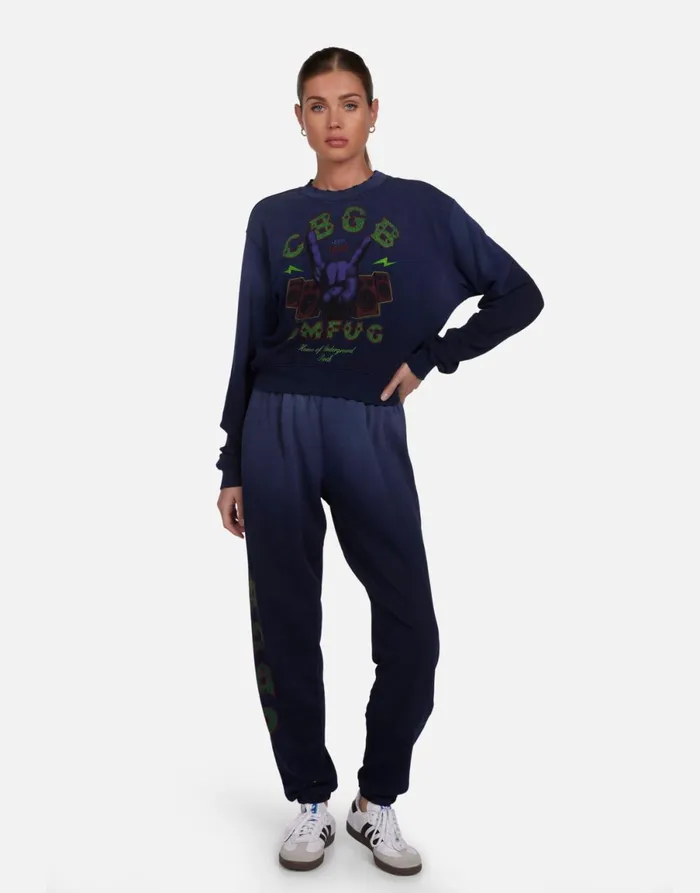Spalding CBGB Rock Hand Dark Navy Ombre Women039s Lauren Moshi Long Sleeve